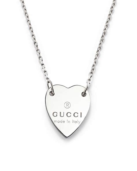 gucci trademark sterling silver necklace with heart motif|gucci sterling silver heart necklace.